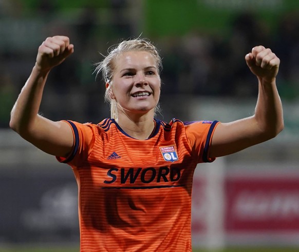 March 27, 2019 - Wolfsburg, Niedersachsen, Germany - Ada Hegerberg of Olympique Lyonnais celebrating during the UEFA Women s Champions League Quarter final 2nd leg football match between Vfl Wolfsburg ...