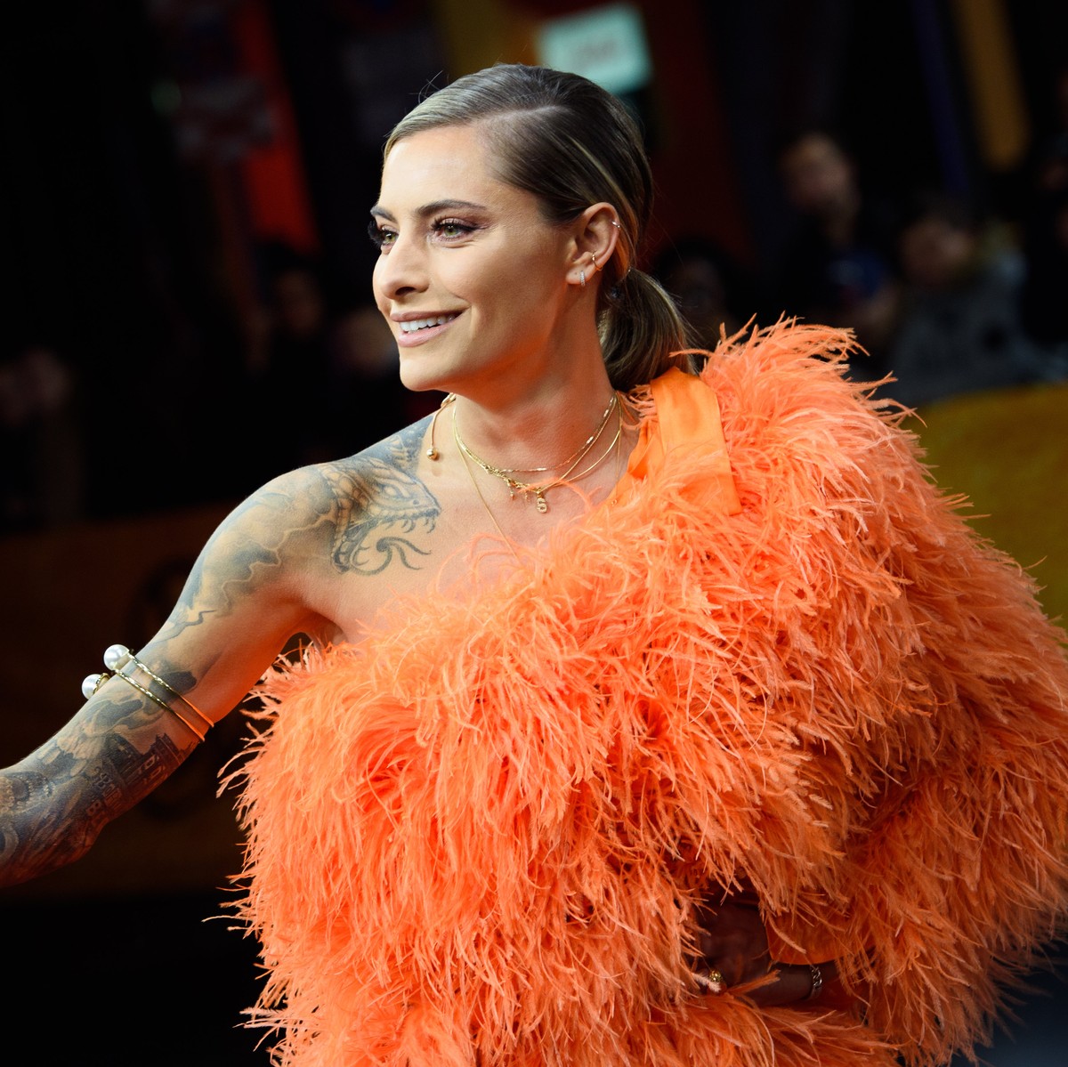 07.11.2019, Berlin: Sophia Thomalla, Schauspielerin und TV-Moderatorin, kommt zur Gala und Preisverleihung &quot;Men of the Year&quot; des Magazins GQ in die Komische Oper in Berlin. Foto: Gregor Fisc ...