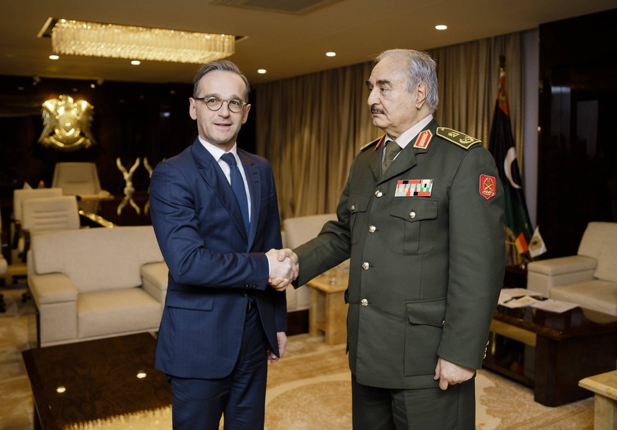 Außenminister Heiko Maas bei seinem Treffen mit General Haftar