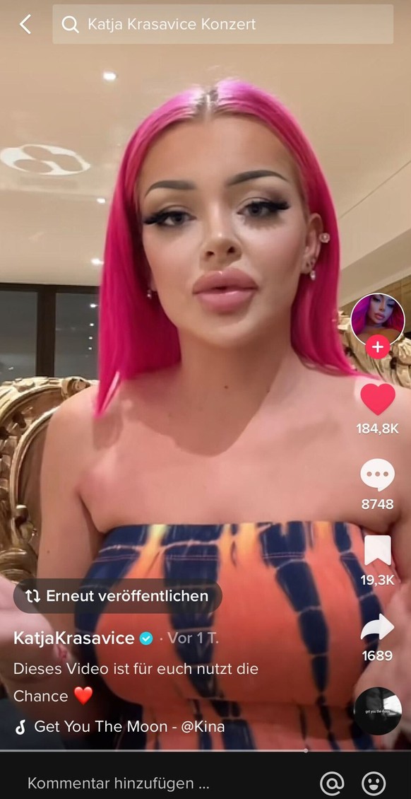 Katja Krasavice hat auf Tiktok eine besondere Aktion gestartet.