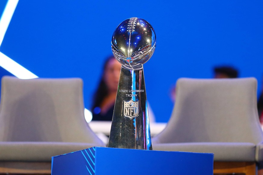 ATLANTA, GA - JANUARY 28: A General View of the Vince Lombardi Trophy during Super Bowl Opening Night for the Los Angeles Rams on January 28, 2019 at State Farm Arena in Atlanta, GA. (Photo by Rich Gr ...