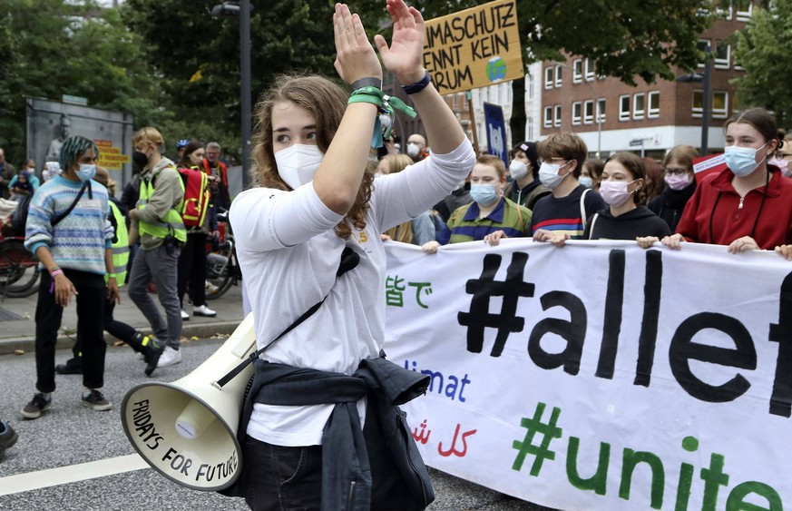 Die Fridays for Future-Aktivistin Annika Rittmann protestierte beim globalen Klimastreik im September 2021 für mehr Klimaschutz. 