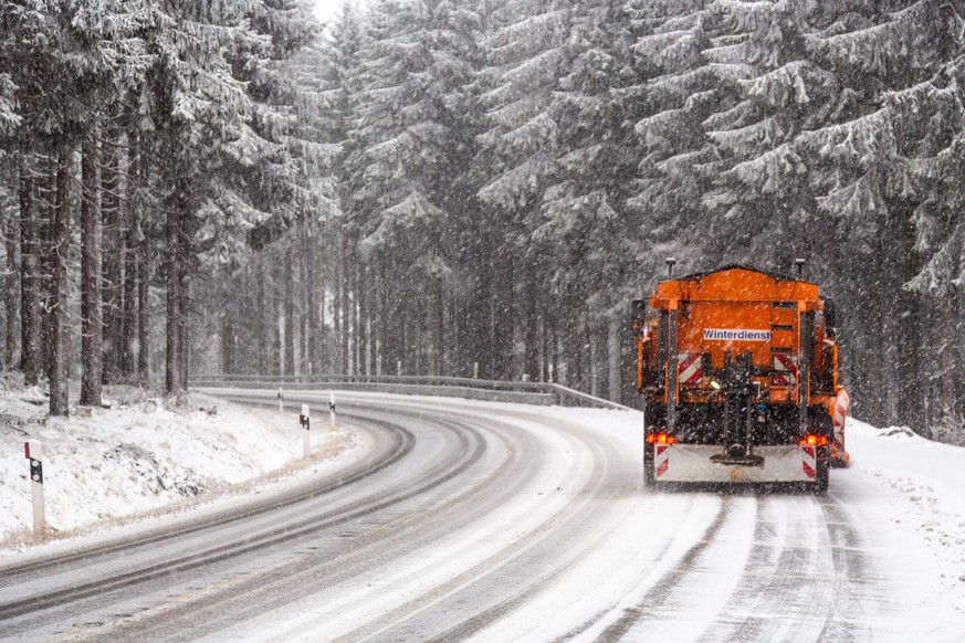 snow plow on forest road