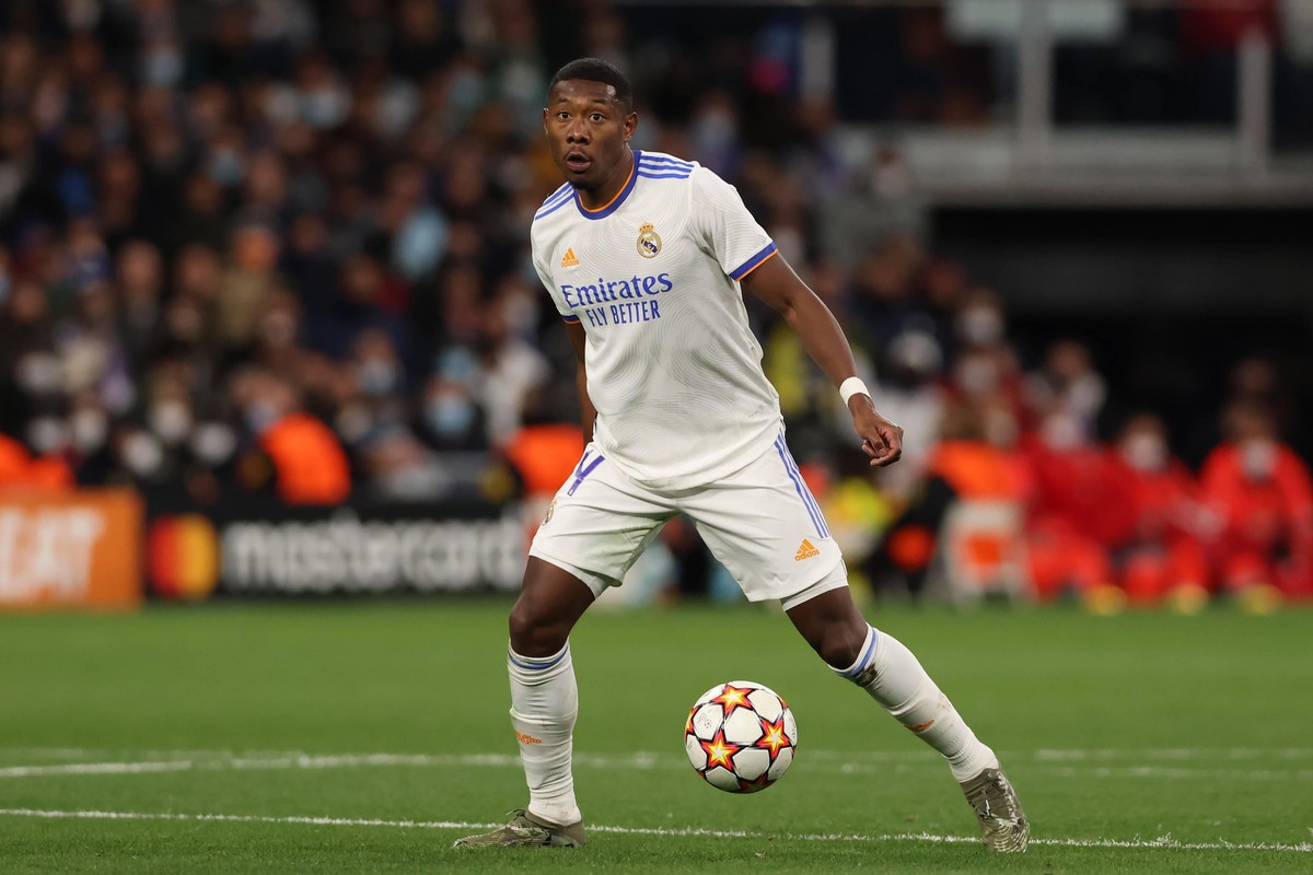 Madrid, Spain, 12th April 2022. David Alaba of Real Madrid during the UEFA Champions League match at the Bernabeu, Madrid. Picture credit should read: Jonathan Moscrop / Sportimage PUBLICATIONxNOTxINx ...