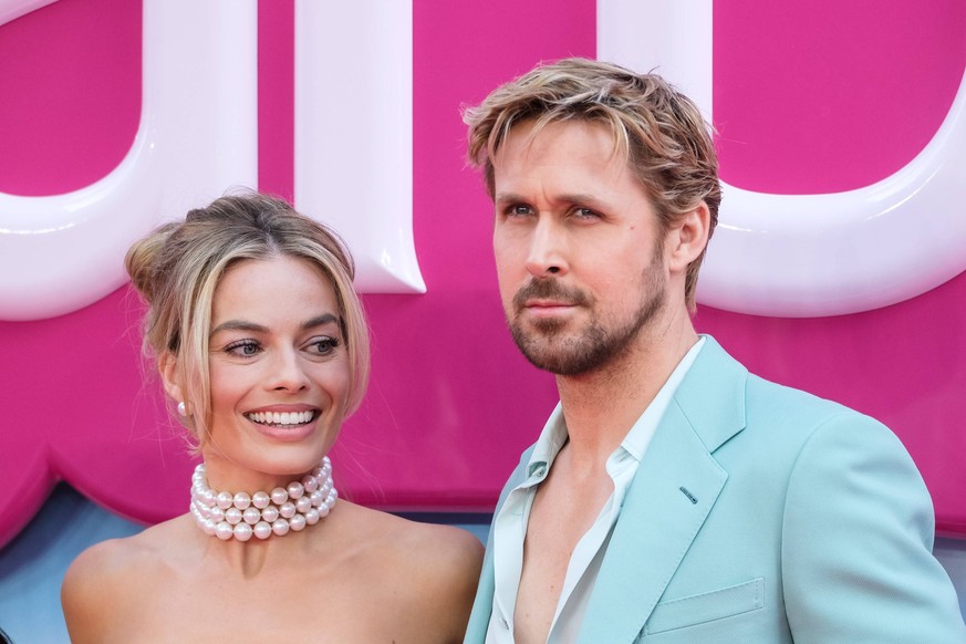 European premiere of Barbie Margot Robbie and Ryan Gosling photographed attending the European premiere of Barbie at Cineworld Leicester Square in London, UK on 12 July 2023., Credit:Julie Edwards / A ...