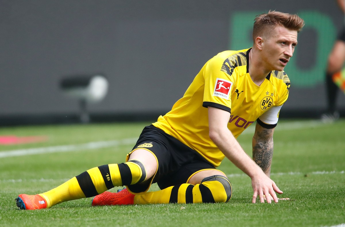 Soccer Football - Bundesliga - Borussia Moenchengladbach v Borussia Dortmund - Borussia-Park, Moenchengladbach, Germany - May 18, 2019 Borussia Dortmund&#039;s Marco Reus reacts REUTERS/Wolfgang Ratta ...