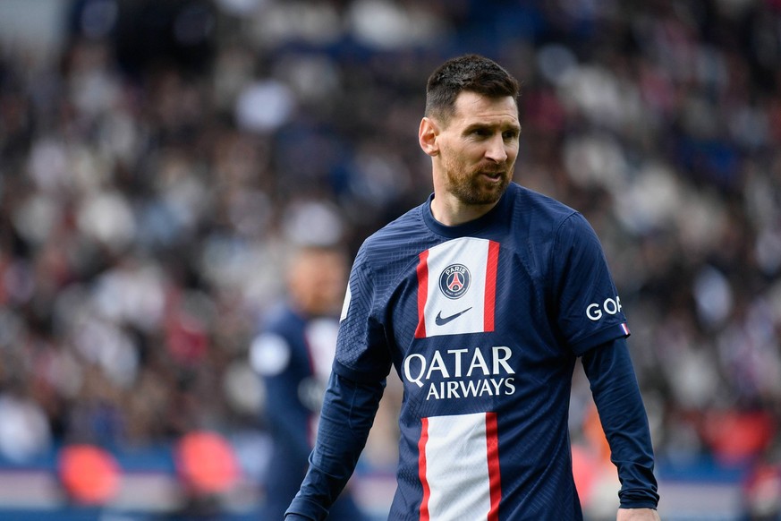 Lionel Messi during PSG s defeat against FC LORIENT at the Parc des Princes, in Paris 30 April 2023 PUBLICATIONxNOTxINxFRAxRUS JulienxMattiax/xLexPictorium LePictorium_0280057