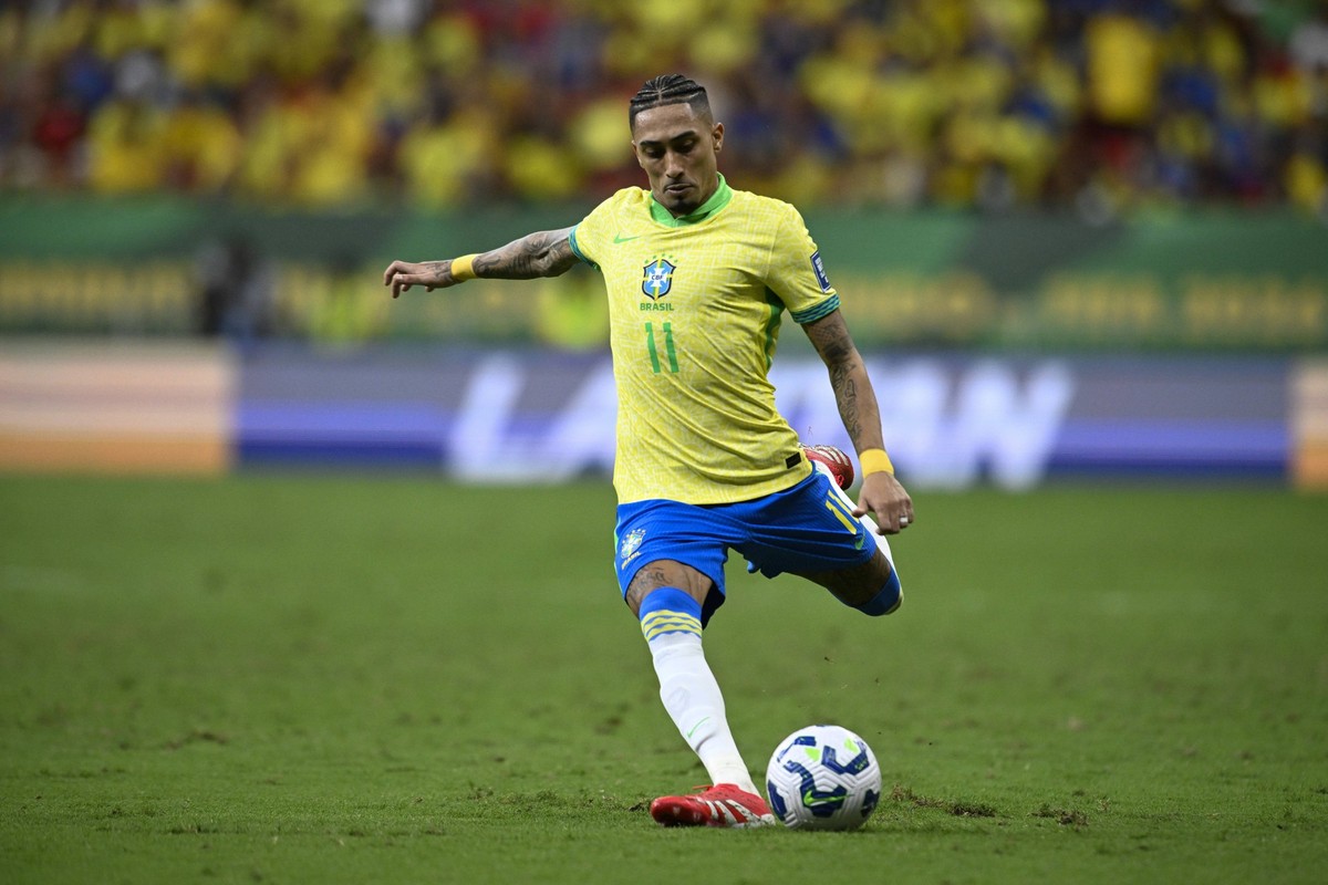 Brazil v Colombia - 2026 FIFA World Cup, WM, Weltmeisterschaft, Fussball South American Qualifications BRASILIA, BRAZIL - MARCH 20 - Raphinha of Brazil in action during the 2026 FIFA World Cup South A ...