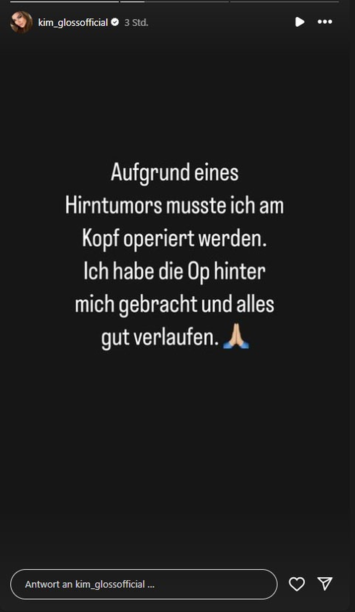 Kim Gloss meldet sich bei ihrer Community, nachdem es zuletzt still um sie war.