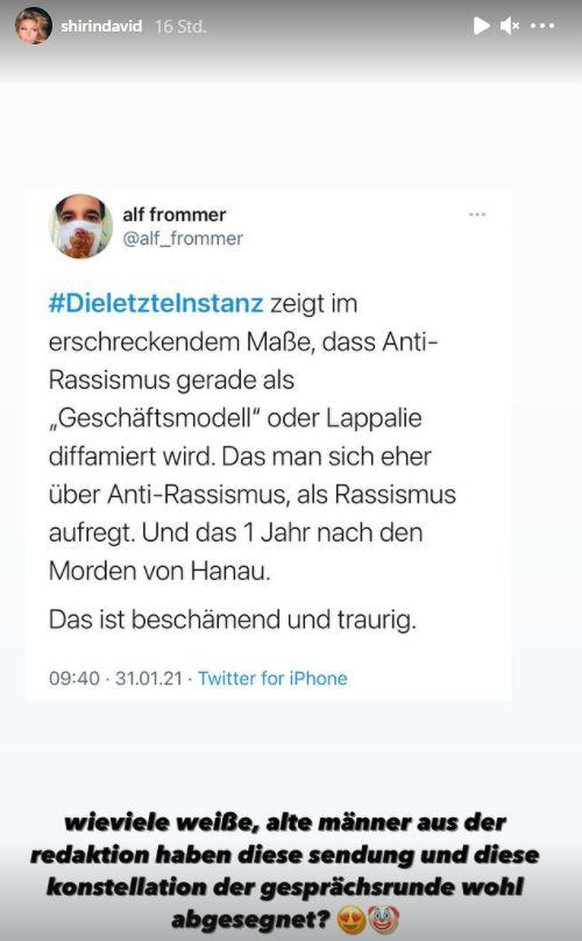 Shirin David kommentiert den Eklat um die WDR-Sendung "Die letzte Instanz".