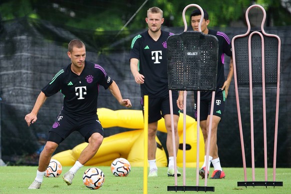 Bayern Munich Training Joshua Kimmich and teammates train ahead of the pre-season friendly match between Bayern Munich and Liverpool at Lion City Sailors Training Centre on August 1, 2023 in Singapore ...