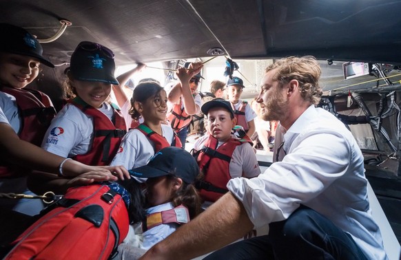 17 06 2019 Pierre Casiraghi &amp; Boris Herrmann introduce Malizia II to children in the Yacht Club de Monaco’s Sports Section‎