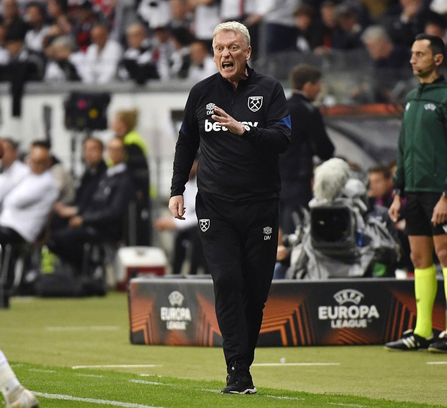 Mandatory Credit: Photo by James Griffiths/West Ham United/Shutterstock 12924592ae David Moyes of West Ham United Eintracht Frankfurt v West Ham United, UEFA Europa League, Semi-Final Second Leg, Deut ...