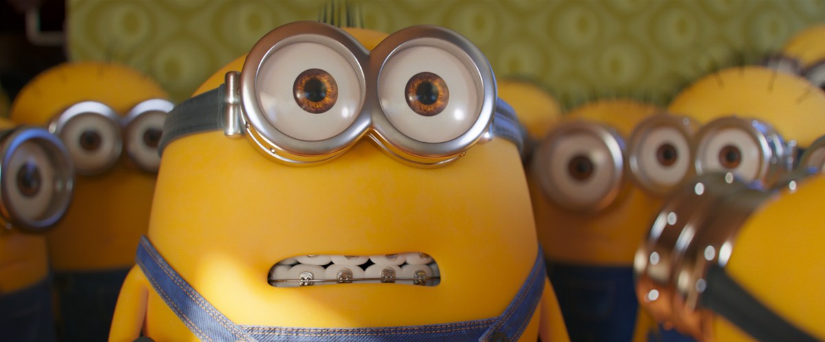 This image released by Universal Pictures shows Otto the Minion in a scene from "Minions: The Rise of Gru." (Illumination Entertainment/Universal Pictures via AP)