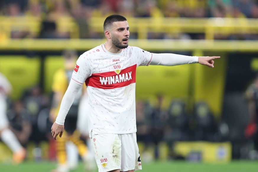 Germany, Dortmund, 06.04.2024, Signal Iduna Park, Borussia Dortmund vs VfB Stuttgart - 1. Bundesliga, Deniz Undav VfB Stuttgart gestures Dortmund Signal Iduna Park North Rhine-Westfalia Germany *** Ge ...