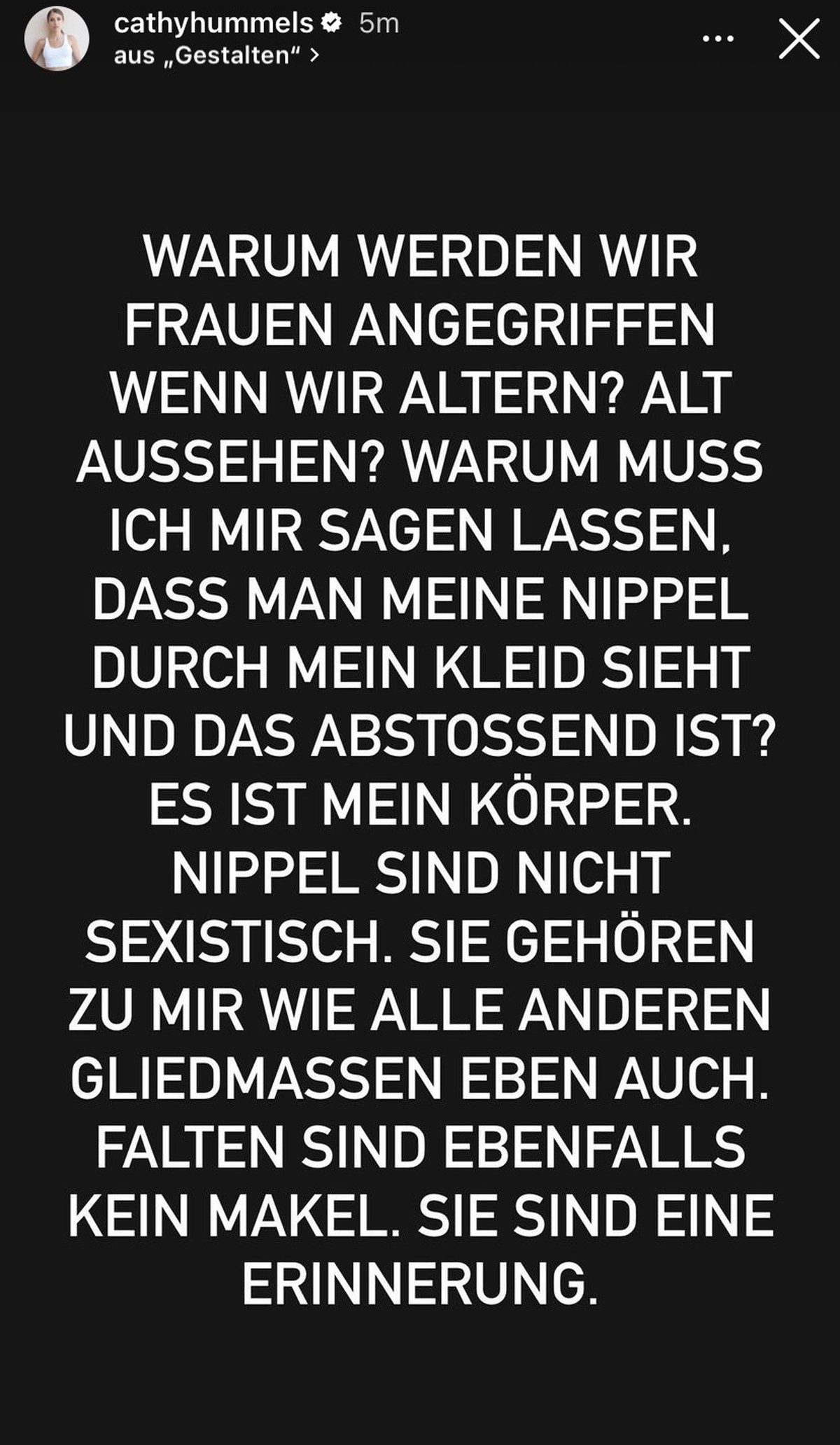 Zudem wehrt sich Cathy gegen Kommentare, die gegen sie gerichtet sind.