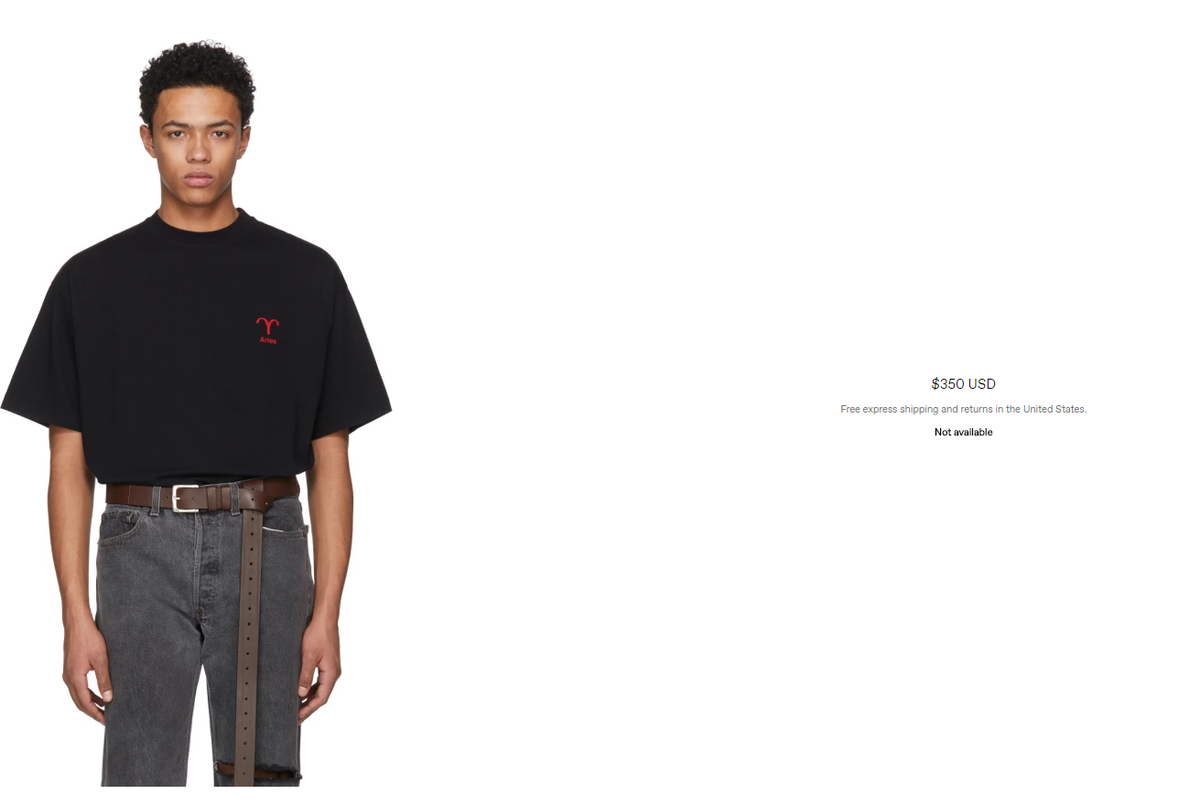 Bestellen Sie sich das Vetements-Shirt für 350$, wenn Sie ein Widder sind