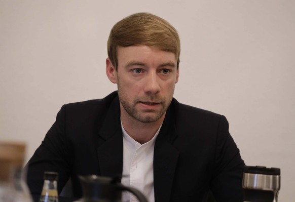 Johannes Hillje, author , Germany, Berlin, Sven Giegold, top candidate of BÜNDNIS 90/DIE GRÜNEN for the European elections, takes part in the book presentation Platform Europe by Johannes Hillje and de ...