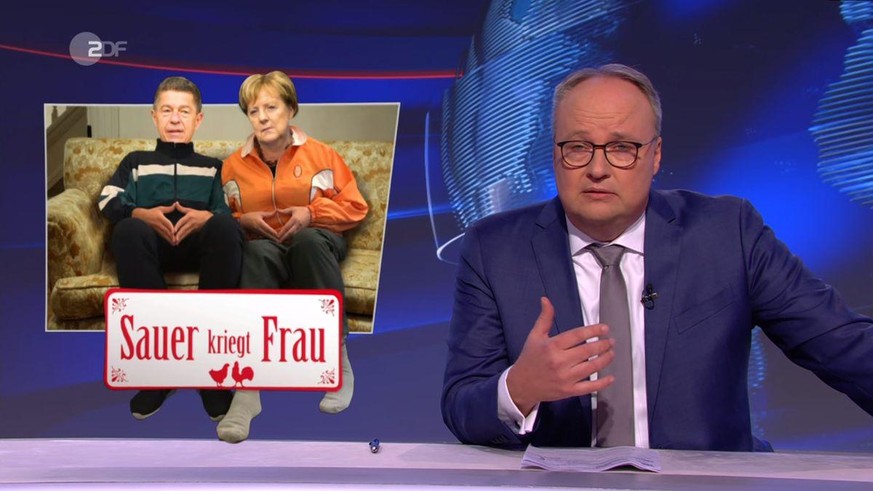 Bilderbuchromanze reloaded: Oliver Welke zeigt ein mögliches Szenarion nach Angela Merkels Entlassung als Kanzlerin.