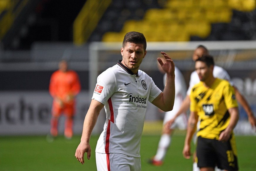 Fussball 1.Bundesliga, Borussia Dortmund - Eintracht Frankfurt 03.04.2021, xjhx, Fussball 1.Bundesliga, Borussia Dortmund - Eintracht Frankfurt emspor, v.l. Luka Jovic Eintracht Frankfurt DFL/DFB REGU ...