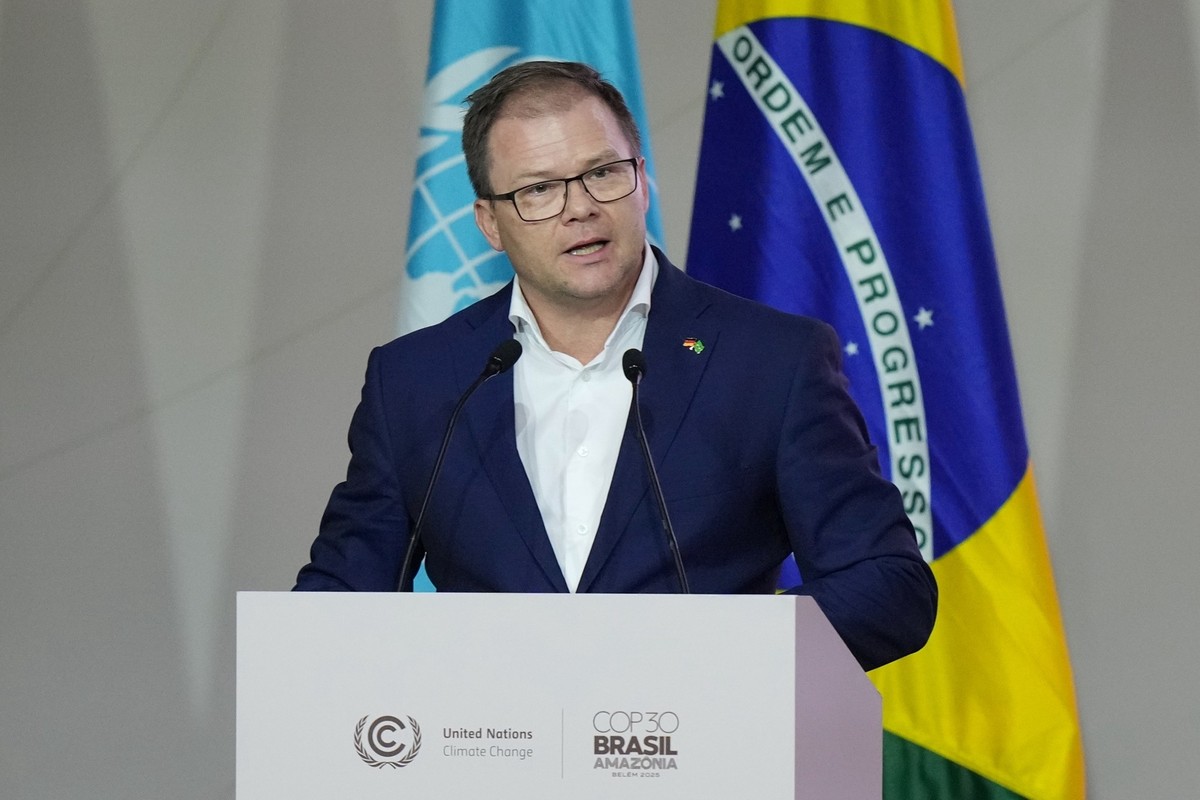 17.11.2025, Brasilien, Belem: Carsten Schneider, deutscher Minister für Umwelt, Klimaschutz, Naturschutz und Reaktorsicherheit, spricht während einer Plenarsitzung auf dem COP30-Klimagipfel. Foto: Fer ...