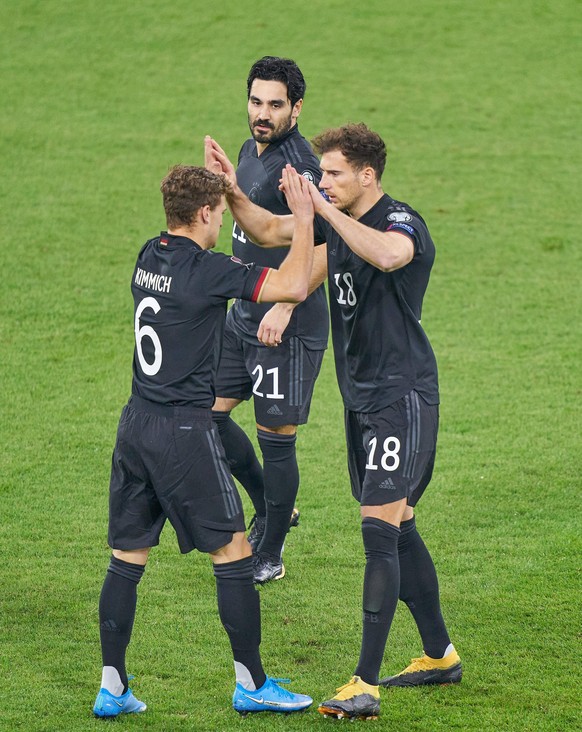 Leon GORETZKA, DFB 18 celebrates his goal, happy, laugh, celebration, 1-0, Joshua KIMMICH, DFB 6 Ilkay GUENDOGAN, DFB 21, in the match GERMANY - ICELAND 3-0 Deutschland - ISLAND 3-0 Qualification for  ...