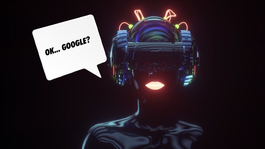 Female cyborg with VR headset.