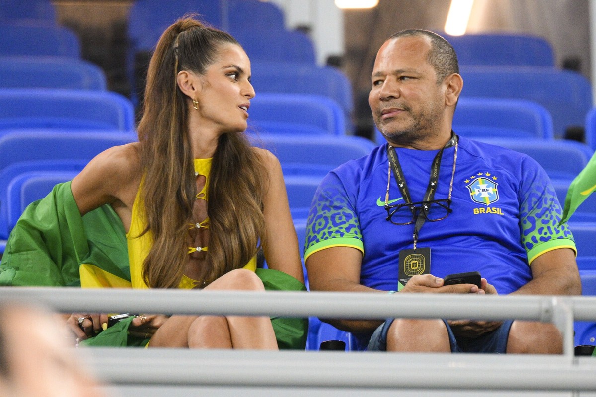 Le Mannequin Izabel Goulart aux cotes de Neymar da Silva Sr pere de NEYMAR BRA FOOTBALL : Bresil vs Coree - 1/8e finale- coupe du Monde Qatar 2022 - 05/12/2022 JBAutissier/Panoramic PUBLICATIONxNOTxIN ...