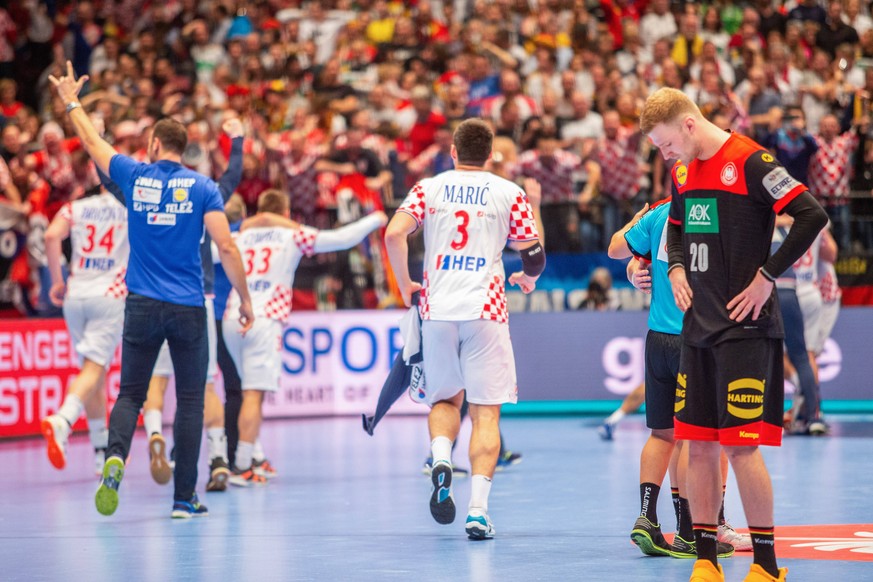 HANDBALL - EHF EURO 2020 VIENNA,AUSTRIA,18.JAN.20 - HANDBALL - EHF European Men s Handball Championship 2020, main round, CRO vs GER. Image shows the rejoicing of Croatia. PUBLICATIONxINxGERxHUNxONLY  ...