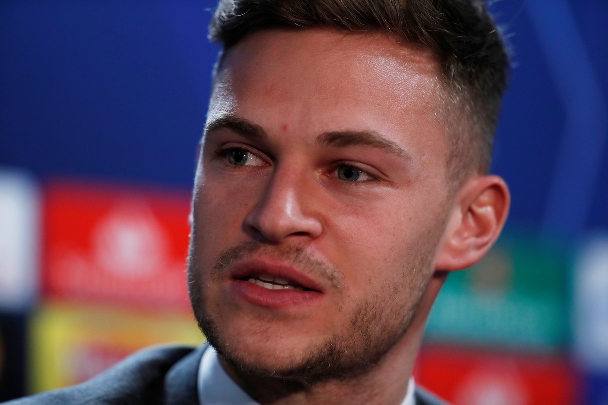 Soccer Football - Champions League - Bayern Munich Press Conference - Stamford Bridge, London, Britain - February 24, 2020 Bayern Munich's Joshua Kimmich during the press conference Action Images ...