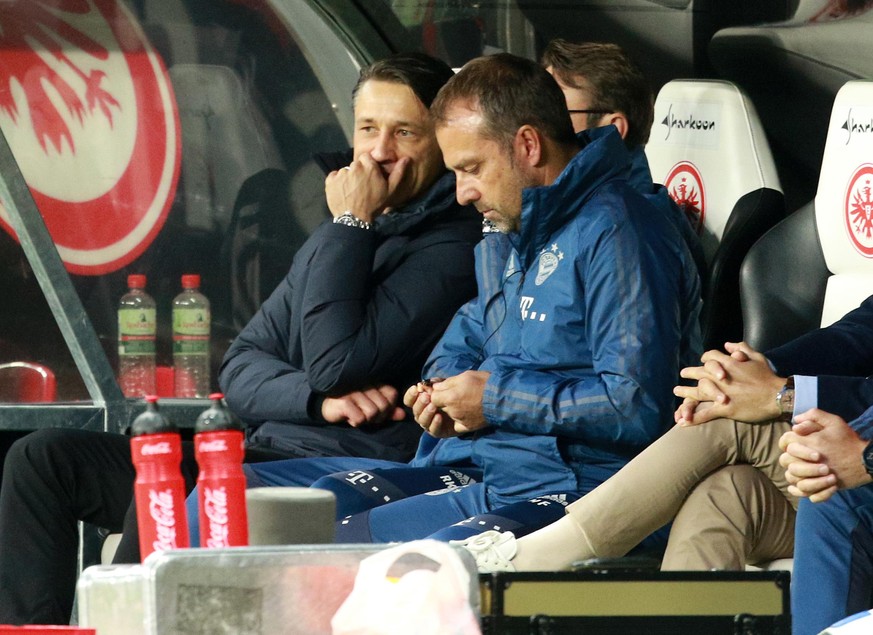 2. November 2019: Der FC Bayern bekommt unter Trainer Niko Kovac (l.) eine 1:5-Klatsche in Frankfurt. Hansi Flick war damals noch Co-Trainer.