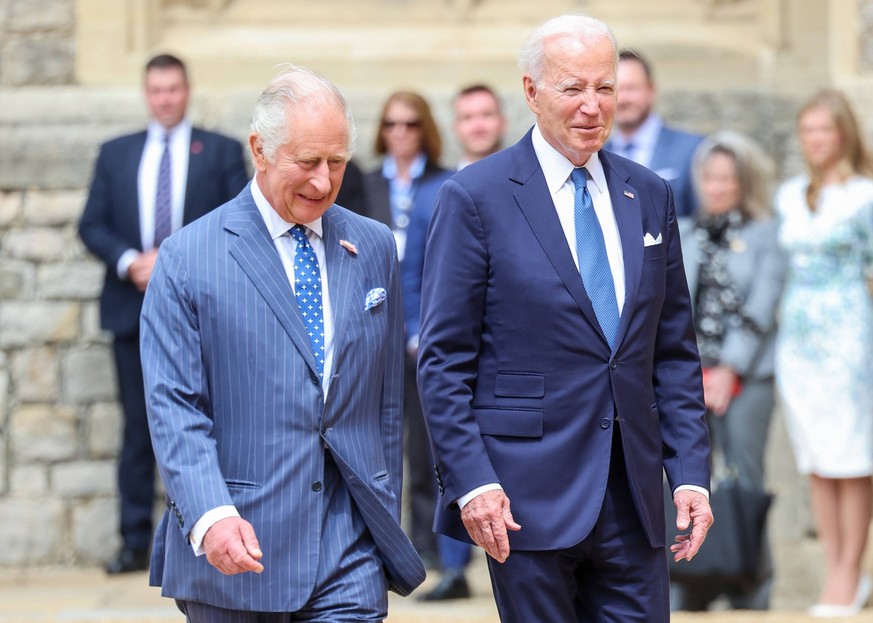 . 10/07/2023. Windsor, United Kingdom. US President Joe Biden with King Charles III at Windsor Castle, United Kingdom. PUBLICATIONxINxGERxSUIxAUTxHUNxONLY xPoolx/xi-Imagesx IIM-24561-0041