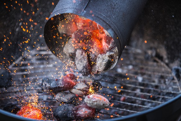Barbecue with hot red charcoal