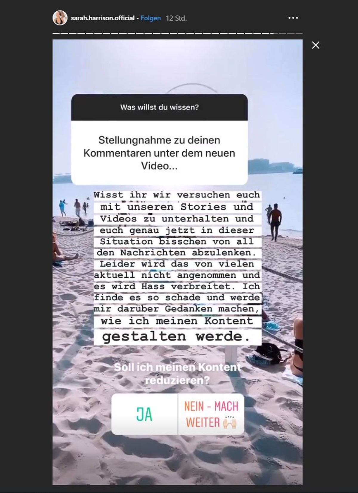 Sarah Harrison auf Instagram