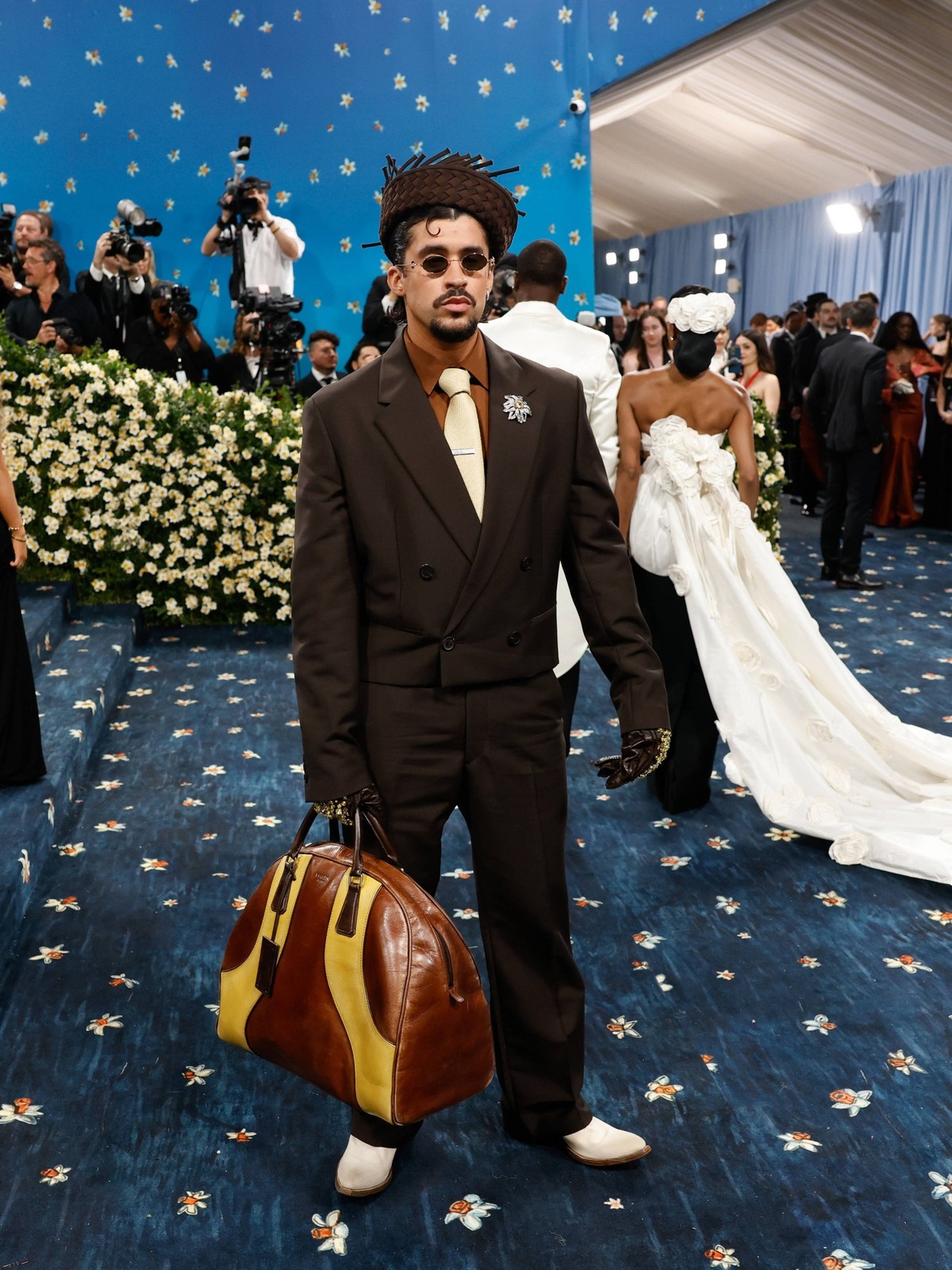 Bad Bunny arrives on the red carpet at the 2025 Met Gala celebrating the opening of Superfine: Tailoring Black Style at The Metropolitan Museum of Art on Monday, May 5, 2025 in New York City. PUBLICAT ...