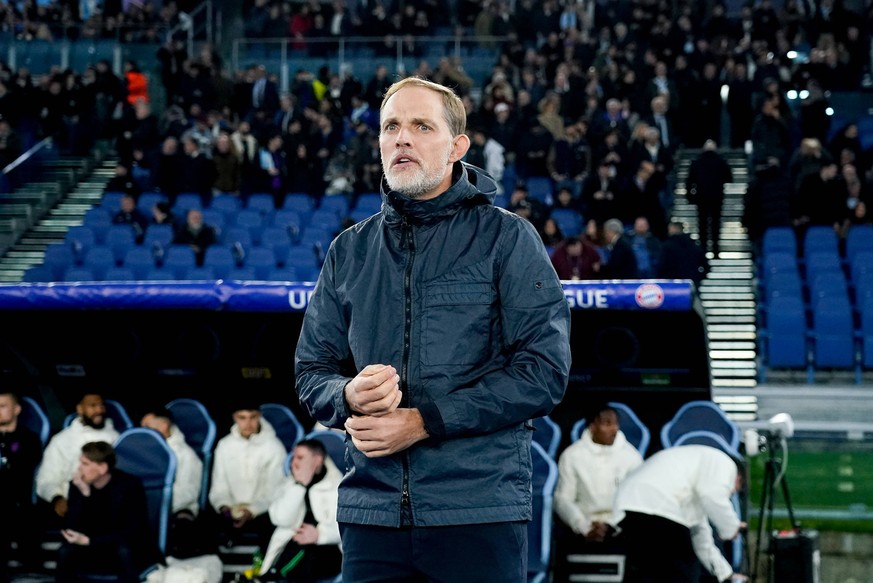 Lazio v FC Bayern Munich - UEFA Champions League Thomas Tuchel head coach of FC Bayern Munich looks on during the UEFA Champions League Round of 16 match between SS Lazio v FC Bayern Munich at Stadio  ...