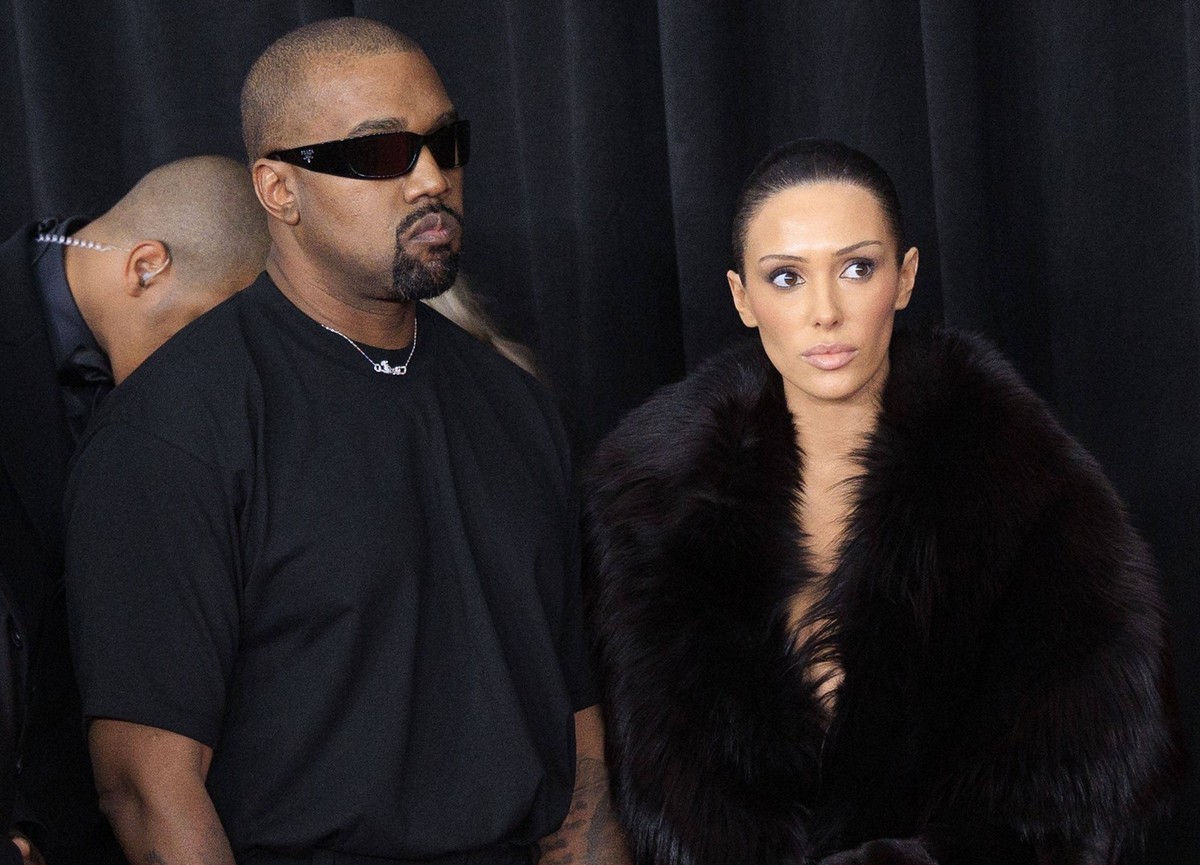 February 2, 2025, Los Angeles, California, USA: Kanye West and wife Bianca Censori at the 67th Grammy Awards held at Crypto.com Arena in Los Angeles California on Sunday February 2, 2025. JAVIER ROJAS ...